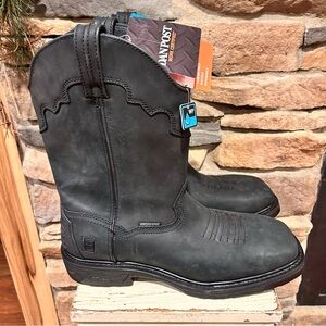 Dan Post certified work Black Leather Cowboy Boots new with tags 11 1/2 D